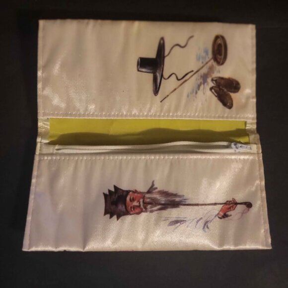 Chinese Vintage Small Satin Clutch,Wallet, Or Tobacco Pouch With A Painted Image - Picture 2 of 6